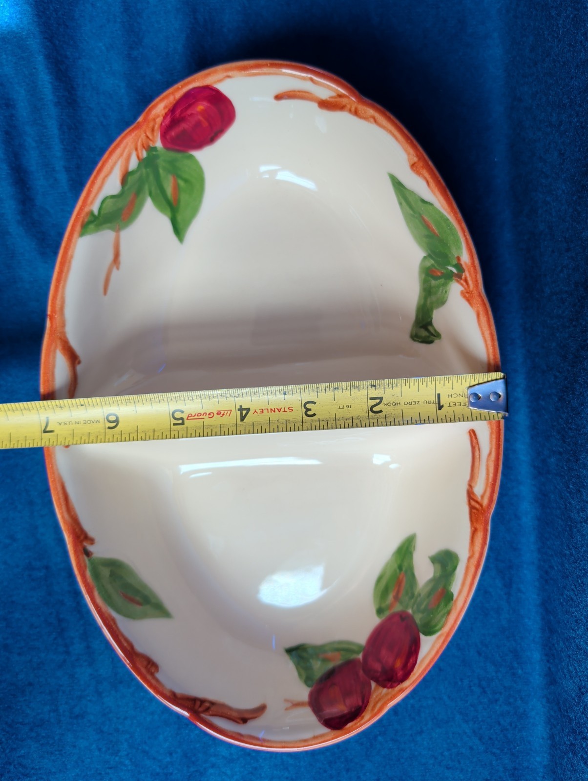 Franciscan Apple Divided Vegetable Serving Bowl USA Vintage 10 3/4″ Relish Dish