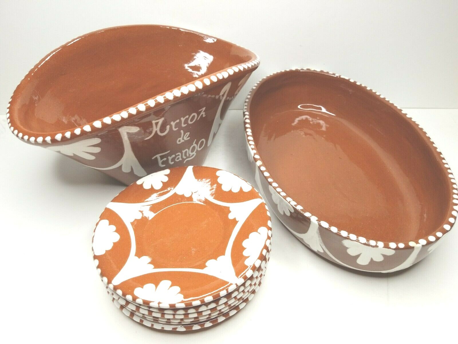 15 Pc Obar Terra Cotta Plates Teapot Pitcher Bowl Cream Cup Cruz Legue Portugal