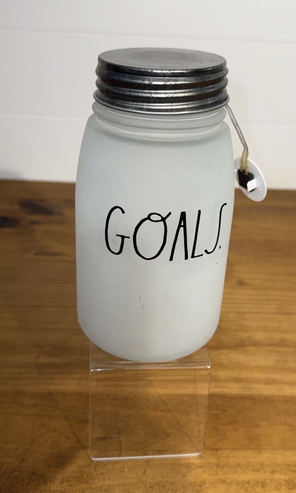 Rae Dunn “GOALS” Frosted Lighted Mason Jar Accent Lamp Home Decor EUC