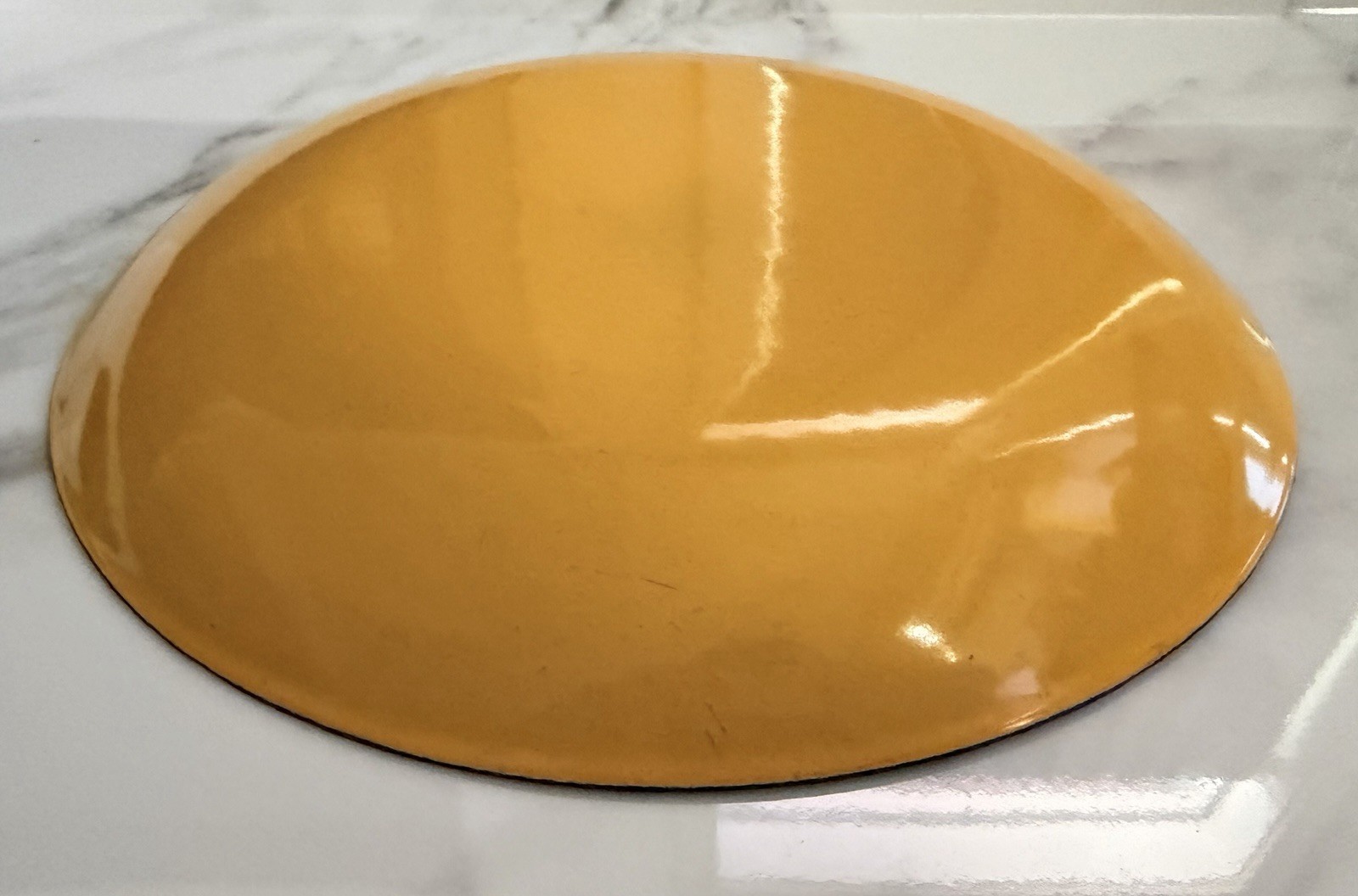 Cathrineholm white lotus salad plate sunshine yellow enamel 7.5 inches 7 1/2