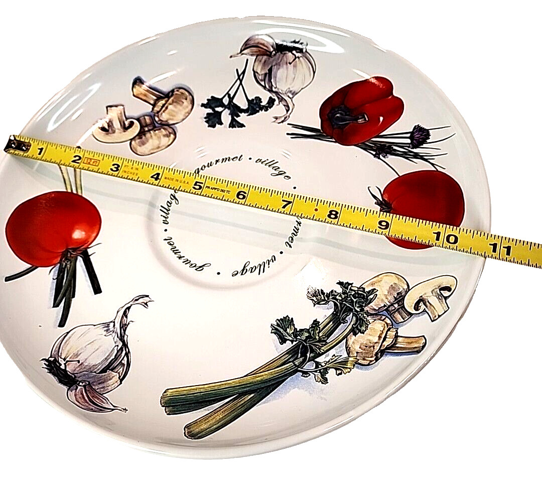 GOURMET VILLAGE CLASSIC CHIP and DIP Veggies Vegetable Pattern Plate & Bowl