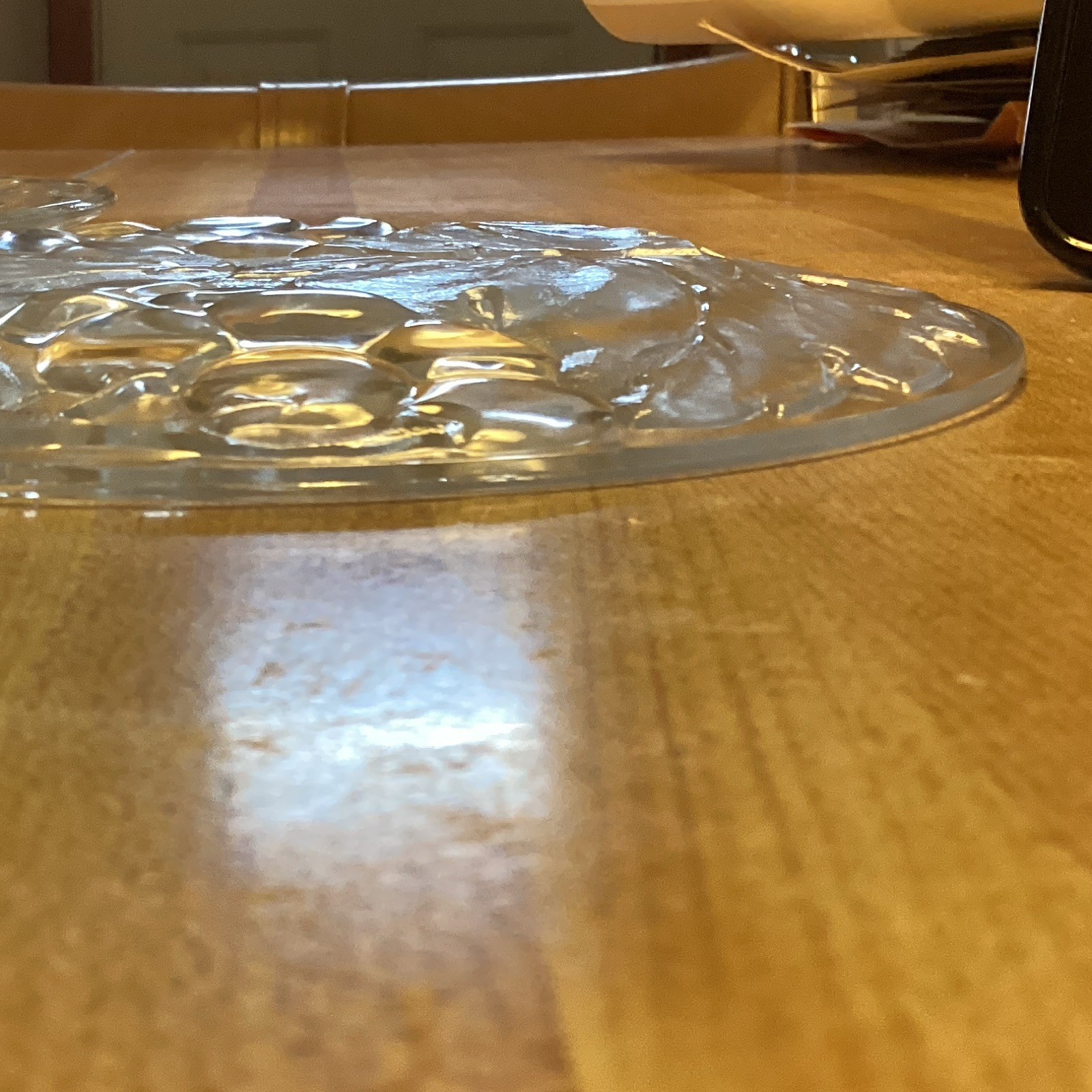 Clear Pressed Glass Embossed Grape Pattern Round Plates Set of 2 Decorative
