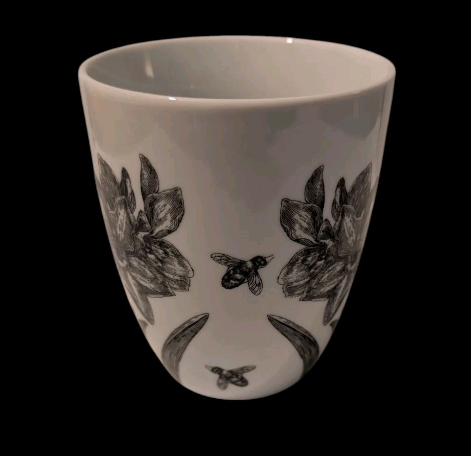 Paula Scaletta Porcelain Coffee Mug Flowers & Bees Black And White Germany