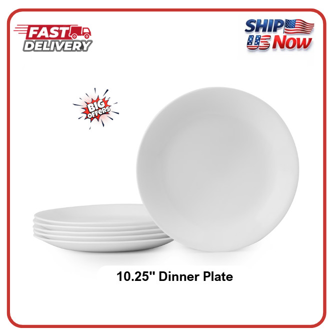 Corelle Livingware Winter Frost White 10.25″ Dinner Plate, Set of 6