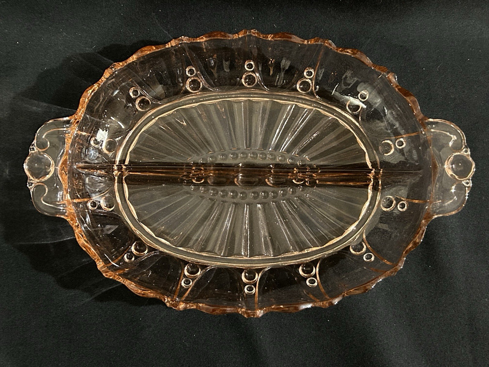 Vtg Pink Depression Glass Oyster and Pearl Divided Relish Tray Anchor Hocking