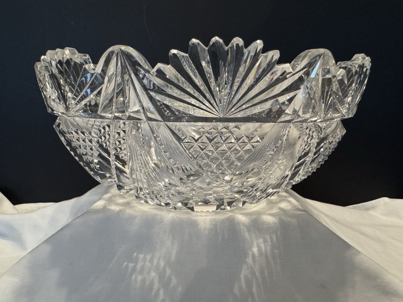 9” American Brilliant Period Crystal Glass Cut Bowl