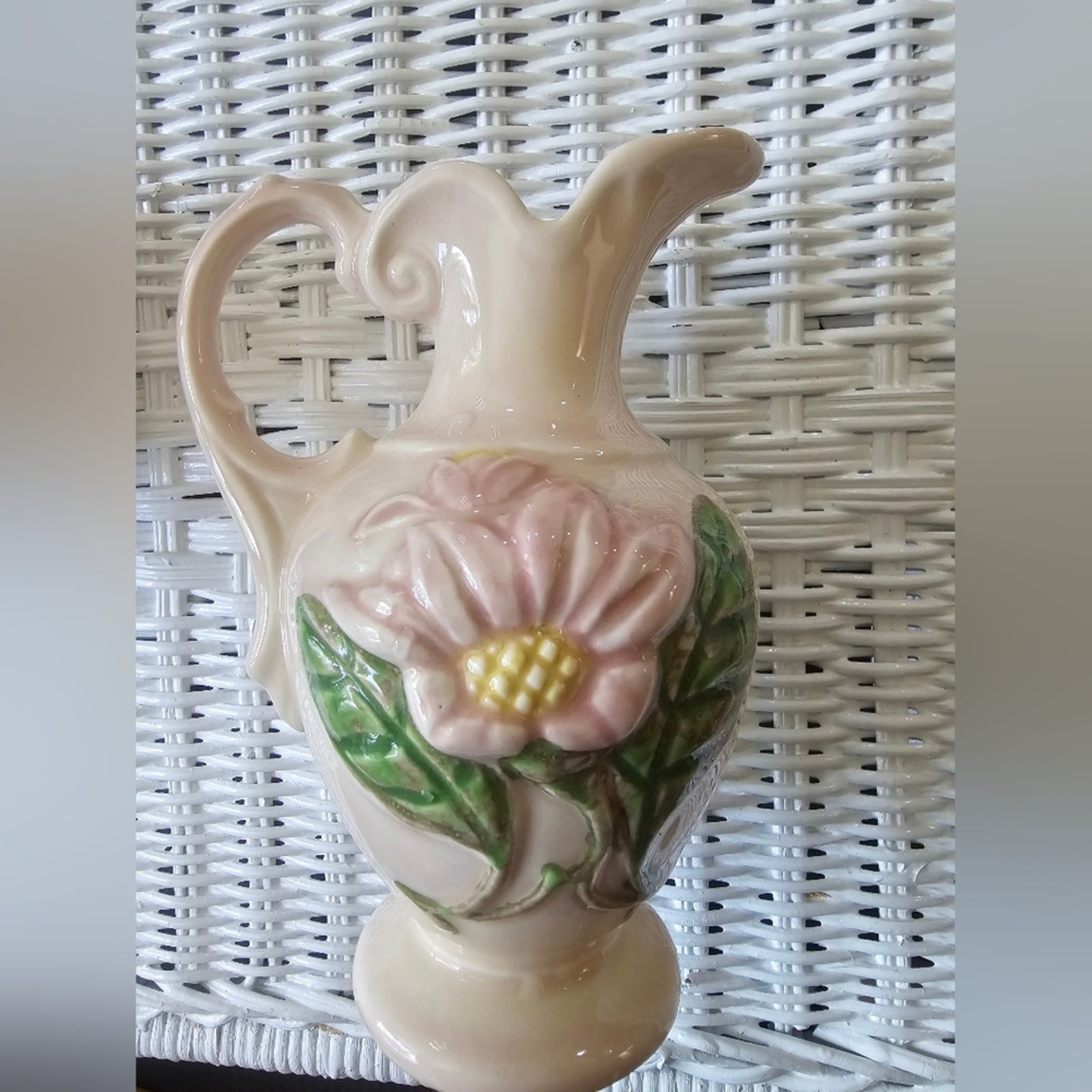 Vintage Hull Small Pink Flower Daisy Pitcher Vase Cottage Core USA Made
