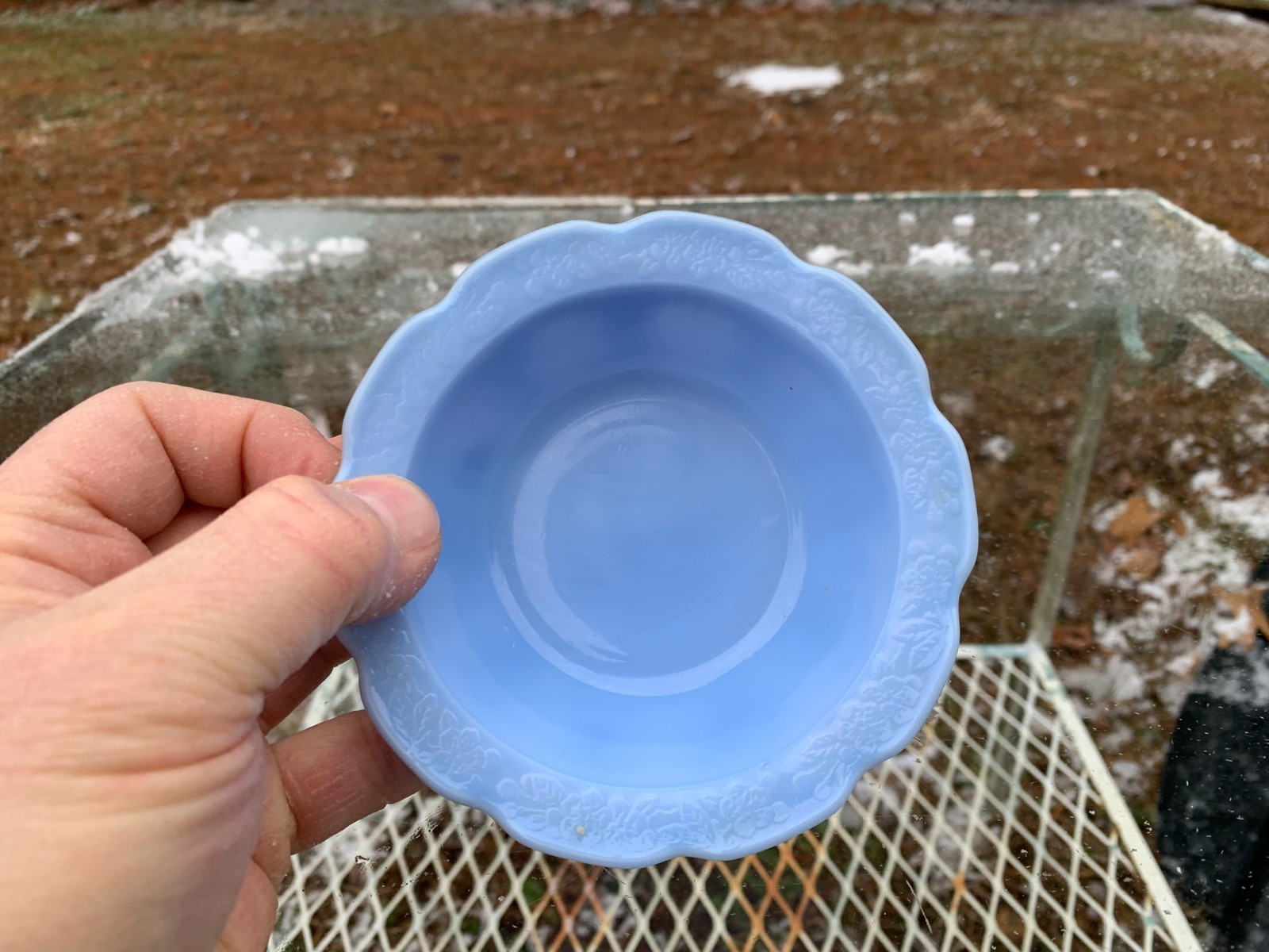 Cherry Blossom 4.75″ Bowl Delphite Blue Jeannette Glass 1930-39 Depression Glass