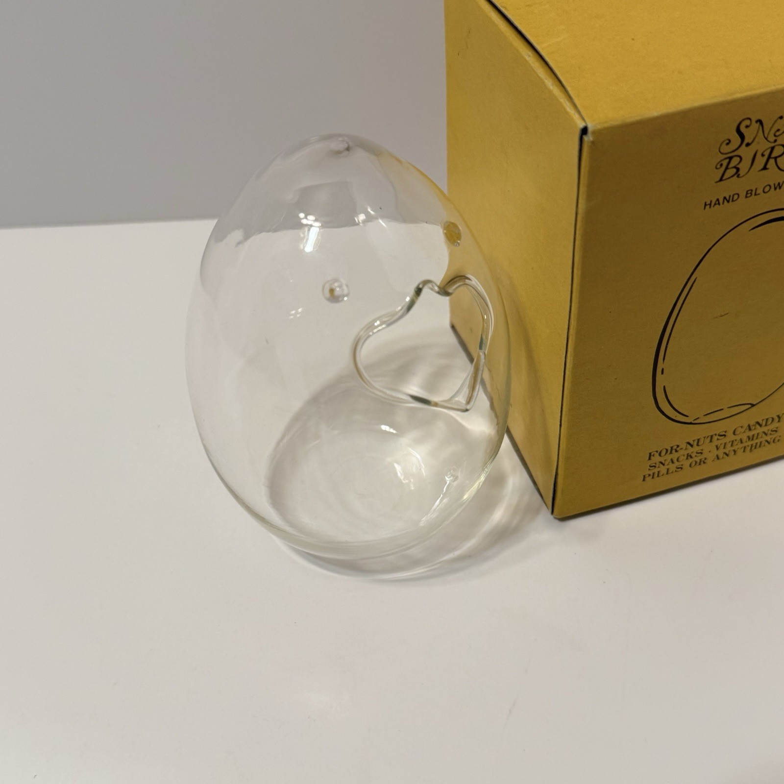 Vtg Snack Birds Hand Blown Glass Nuts Candy Snacks Dispenser MCM Original Box