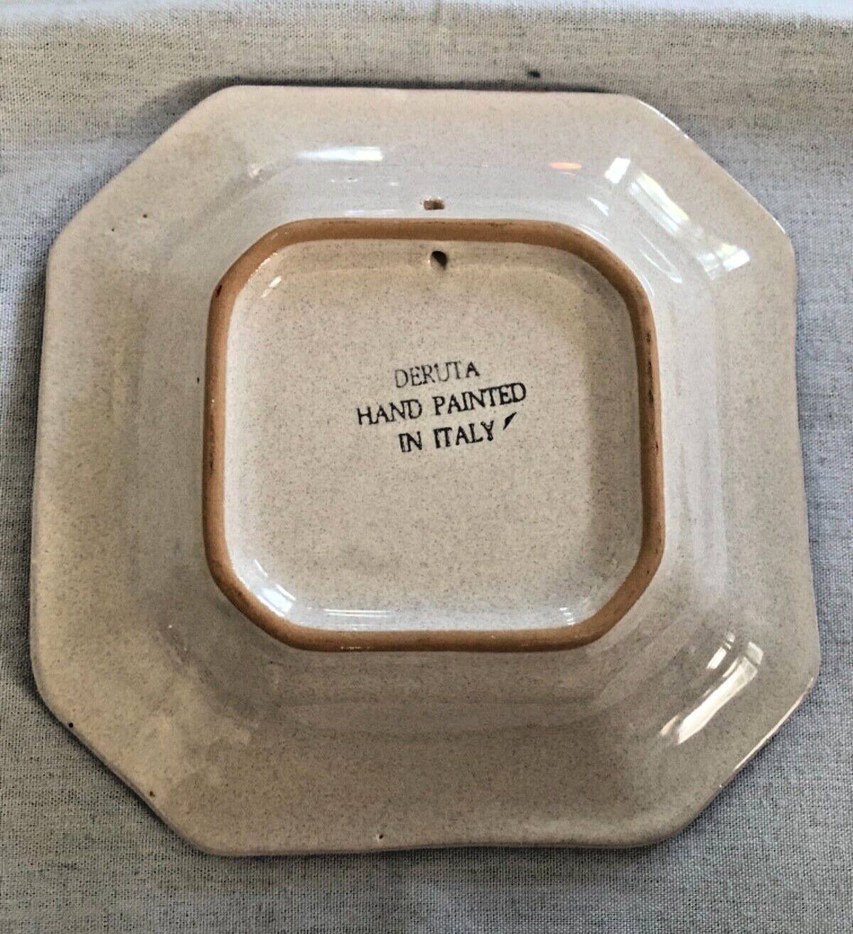 DERUTA Geometrico Handpainted Dish in Blue, Gold, Rust made in Italy — NWOT