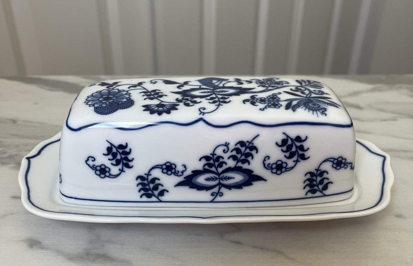 Vintage Blue Danube Covered Butter Dish 2 Pieces Japan Banner Mark
