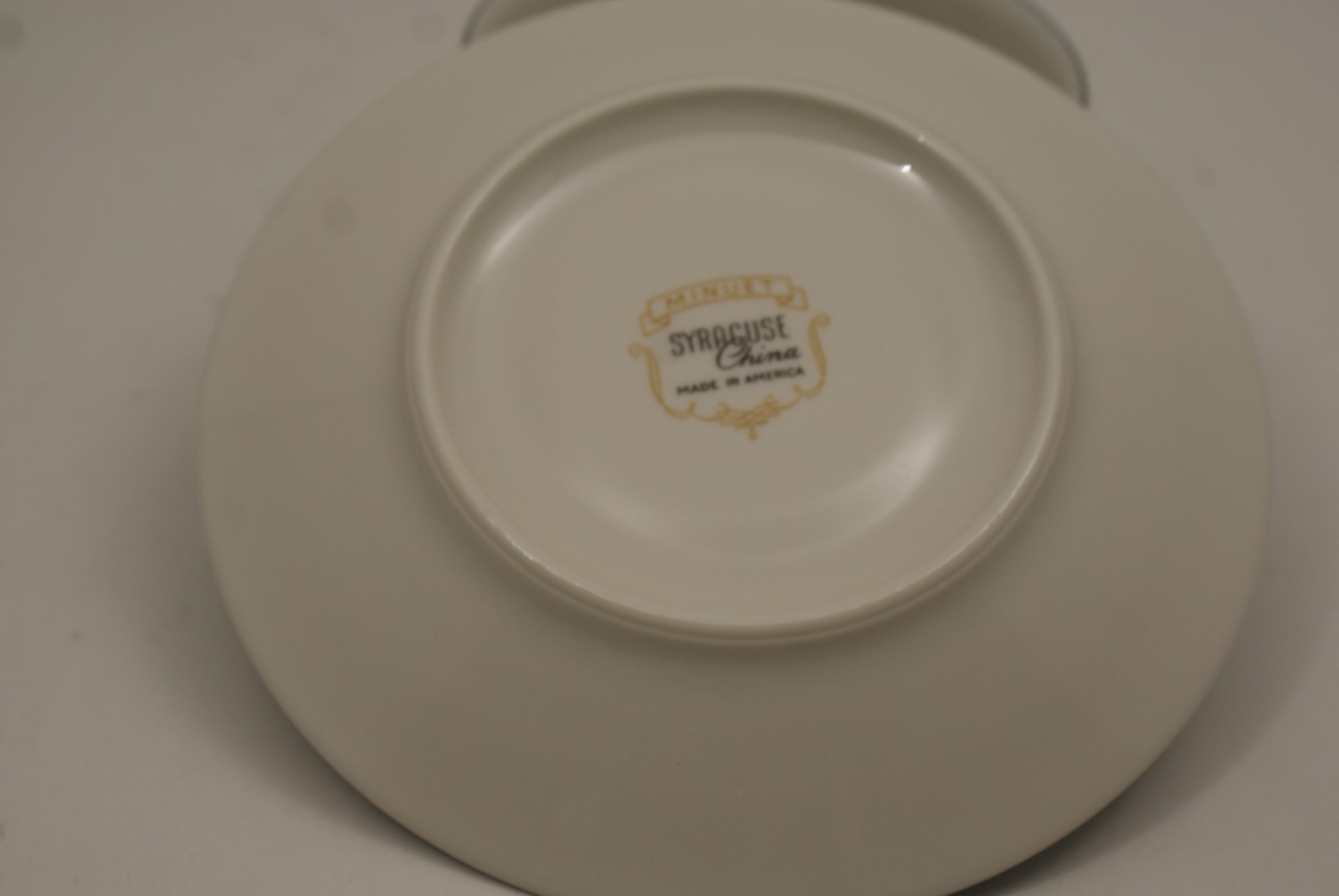 Syracuse China Minuet Footed Cup and Saucer White Blue Platinum Trim Lot of 6