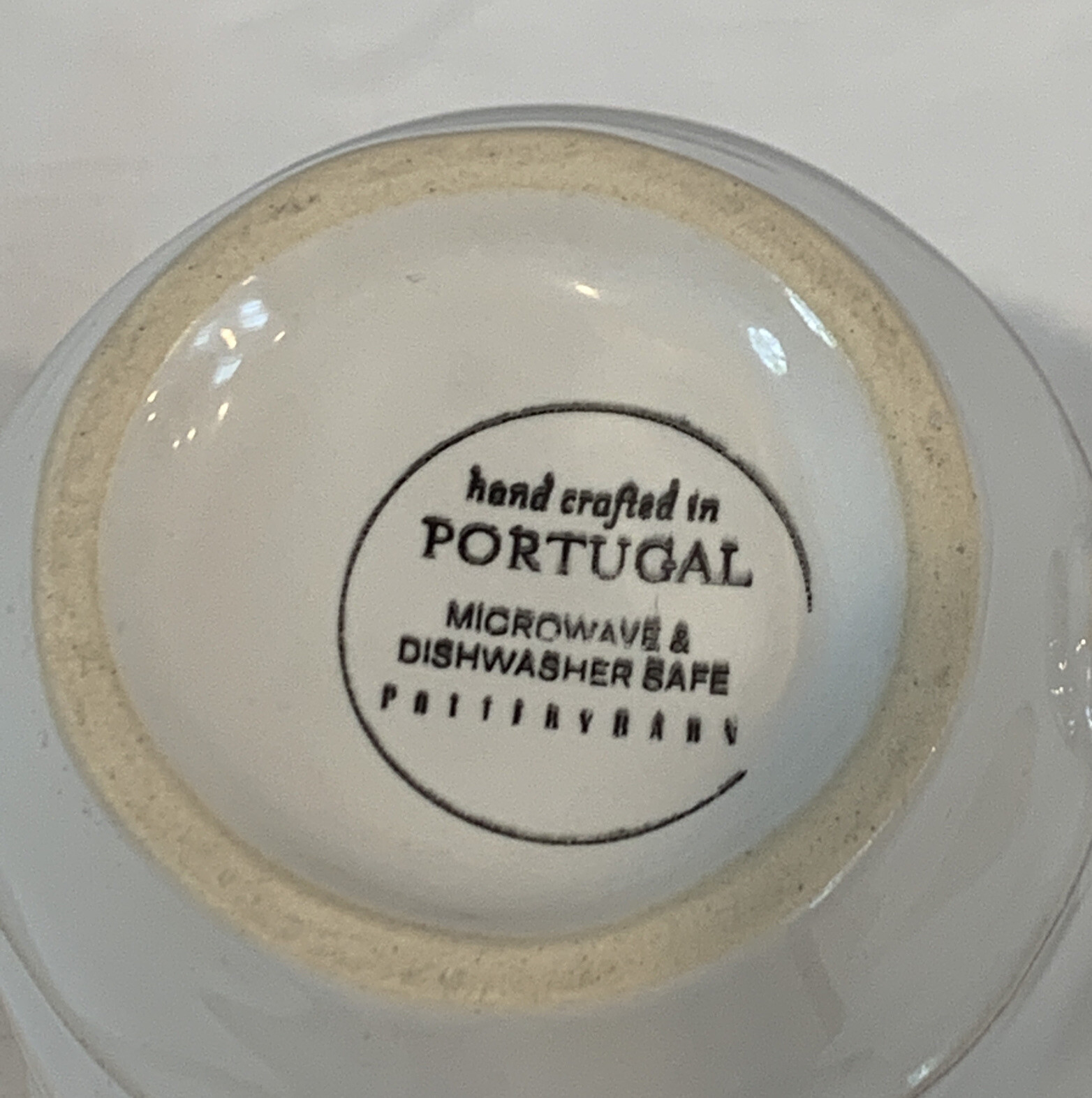 Pottery Barn Cambria Stone White Coffee Mug 4.25″ Tall Made In Portugal MINT!