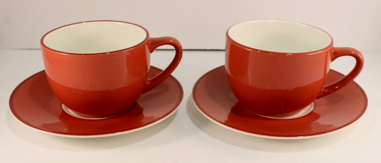 PAGNOSSIN RUST Cups & Saucers * Set of 2 * ITALY EXCELLENT CONDITON
