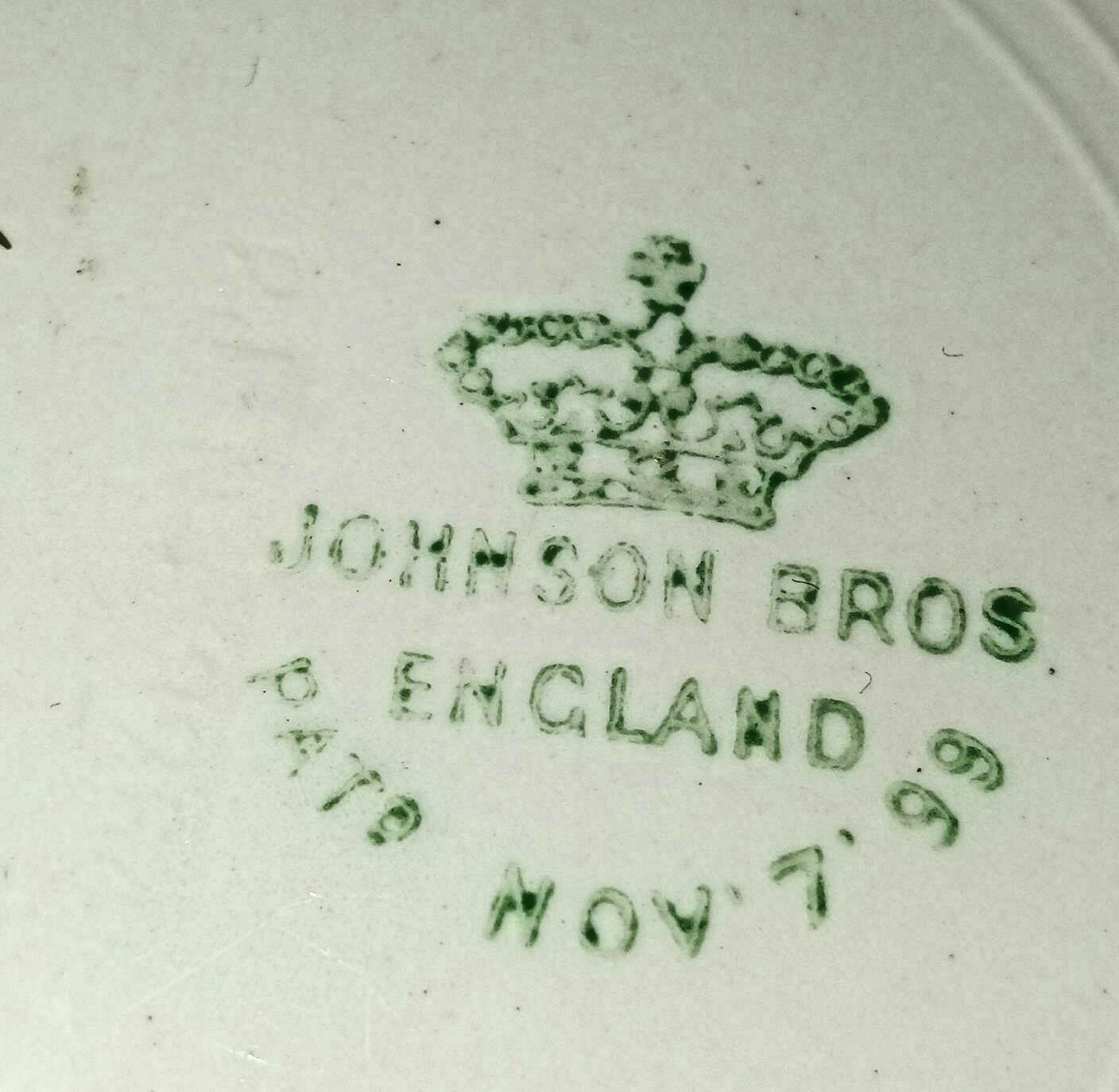 Antique Johnson Bros England Small China Bowl- Pat’d Nov 7 1899 Molded & Printed