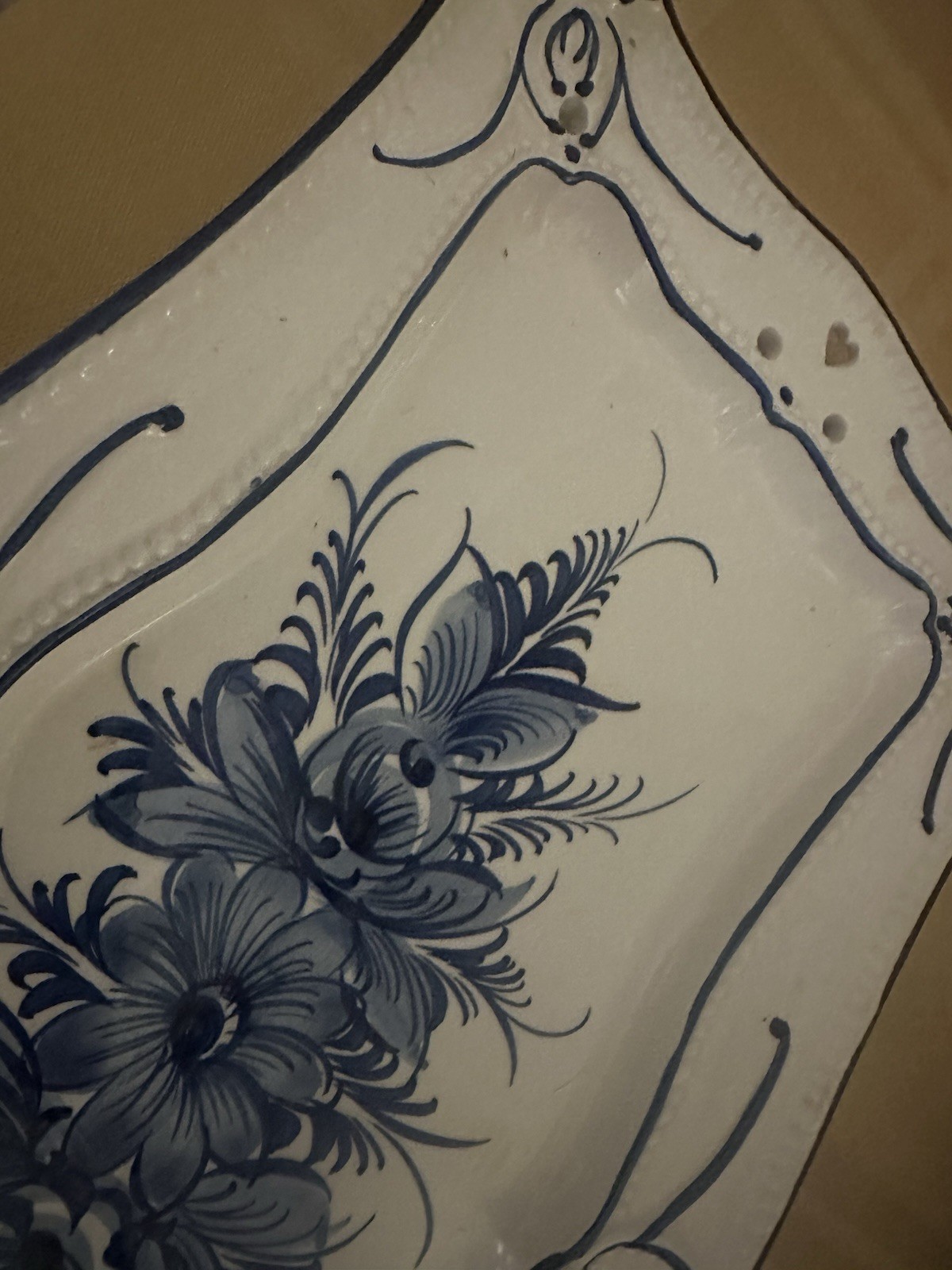 TG RCCL Portugal Hand Painted Blue White Ceramic Rectangular Platter Tray 973