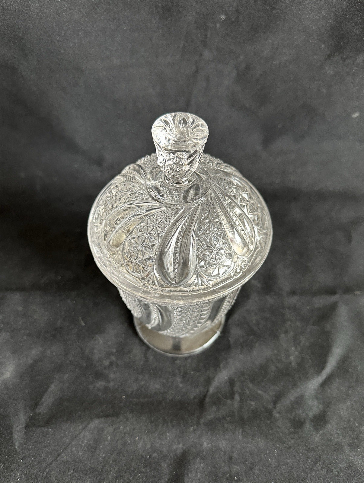 Antique McKee Glass Lidded Sugar Bowl EAPG Doric Swirled Feather Pattern c. 1896