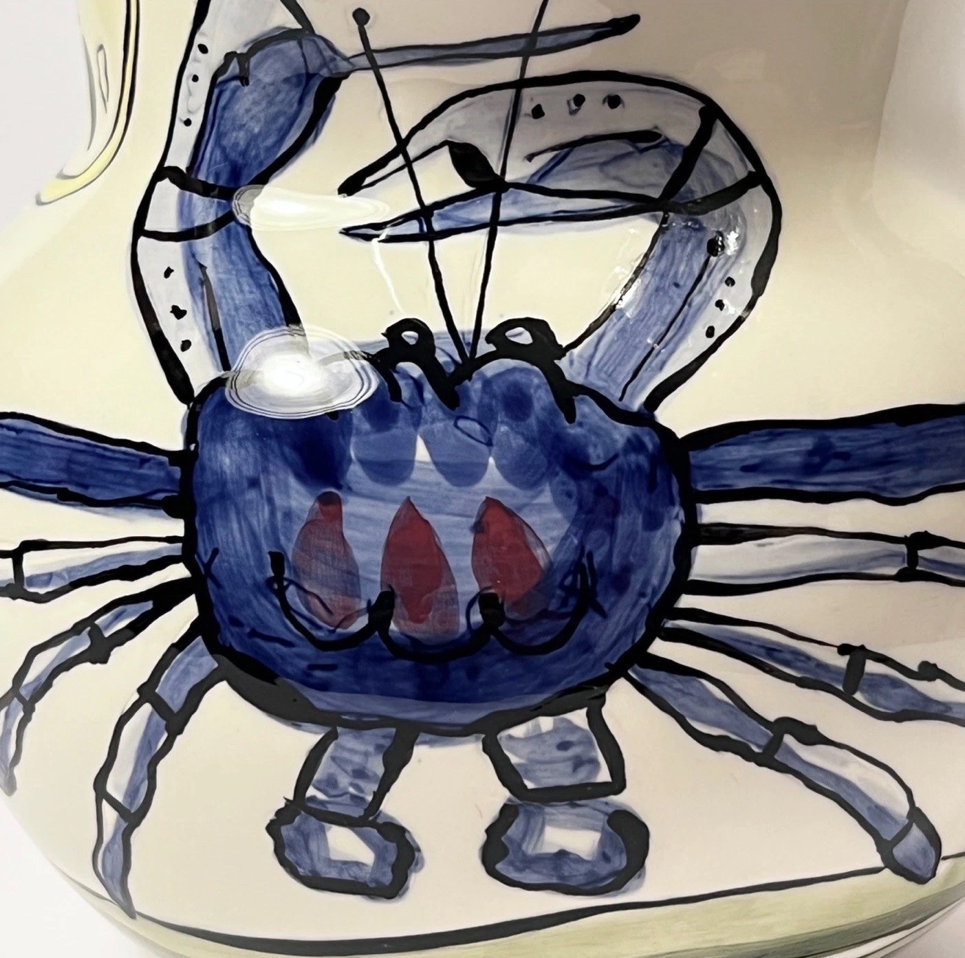 TIKA Seafood Pitcher Crab Shrimp Hand Painted Ceramic Hasslock New Orleans Drink