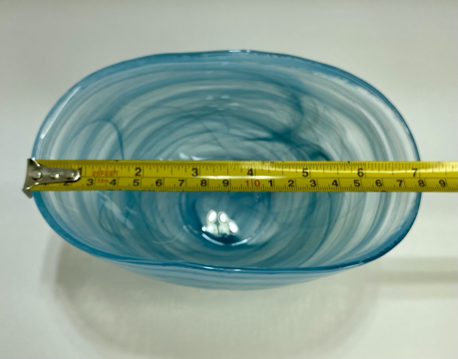 Artistic Accents Blue Swirl Oval Art Folded Glass Serving Or Decor Bowl Turkey