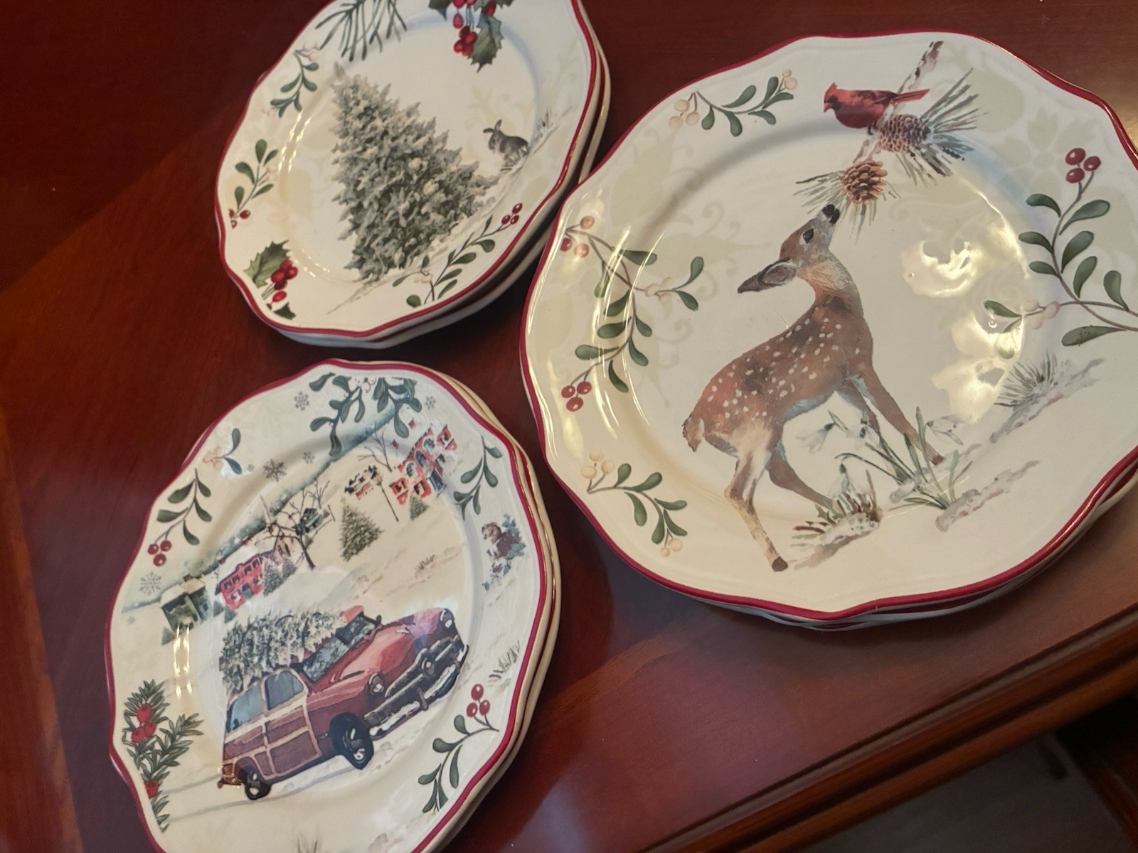 Better Homes & Gardens Christmas Heritage Plates Winter Forest Set 7