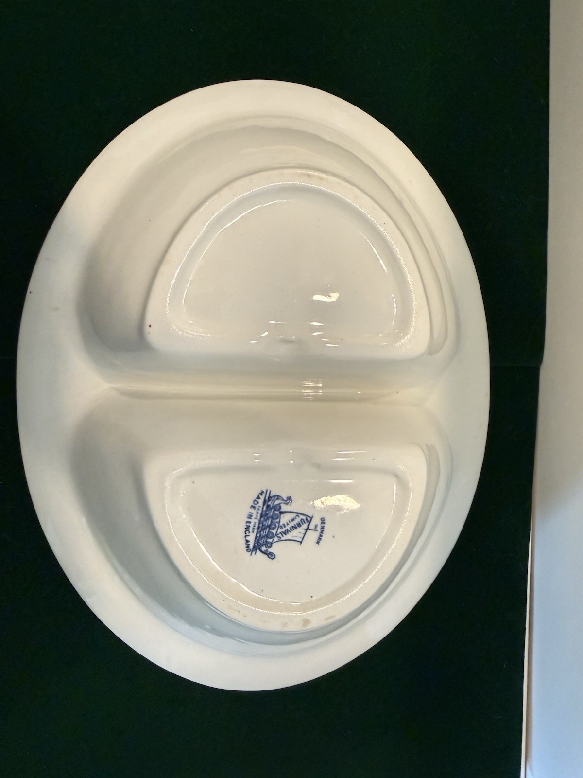 RARE Furnivals Denmark Blue Oval Divided Vegetable Bowl