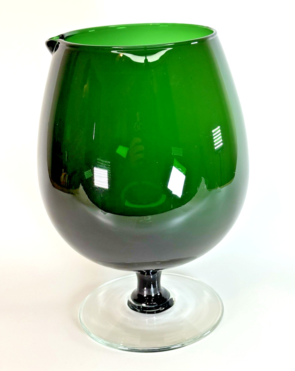 Beautiful Hand Blown Dark Green Footed Barware 48oz Pitcher