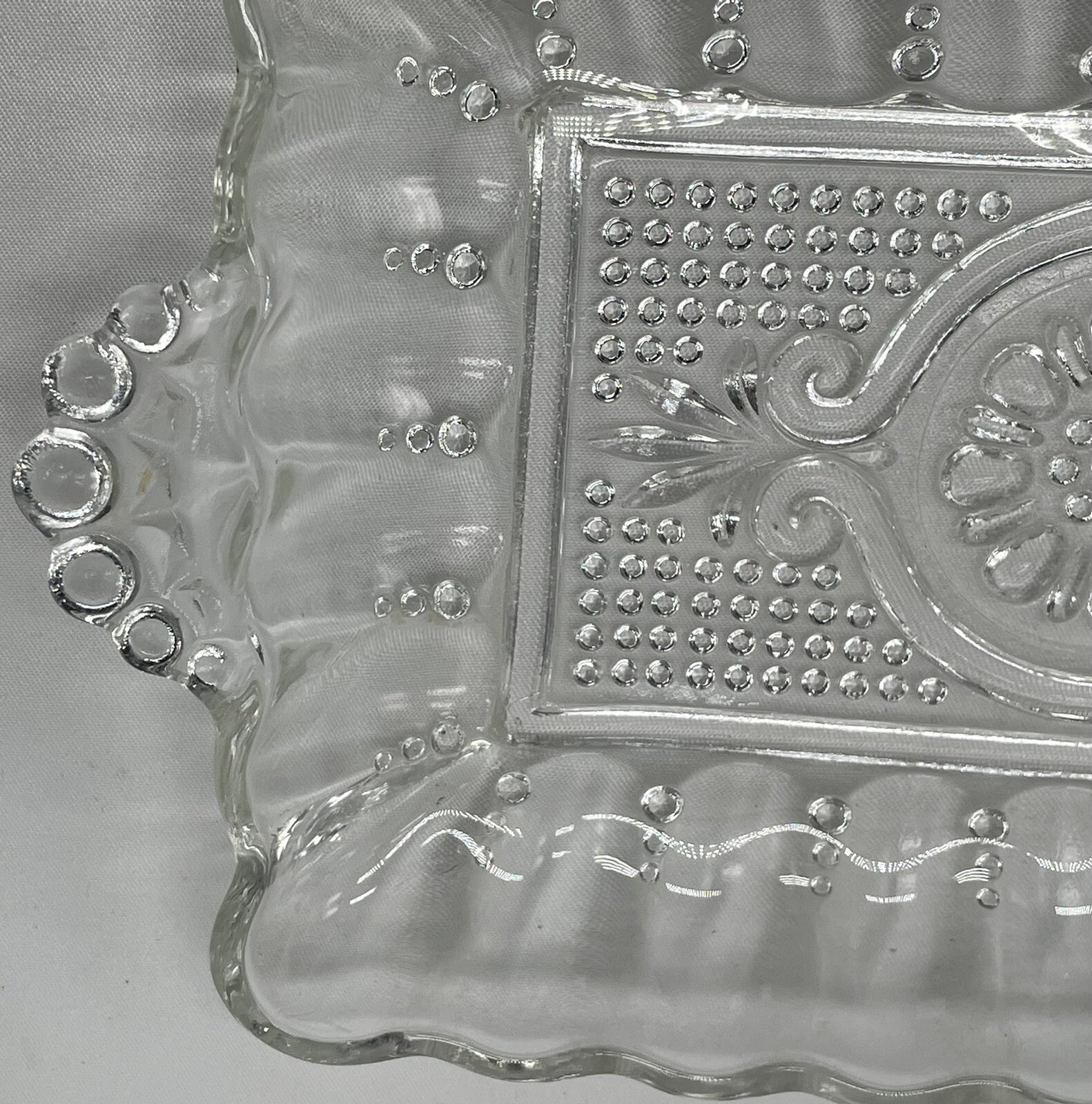 Vintage Anchor Hocking Rectangular Pressed Glass Relish Dish #156 Circa 1950s