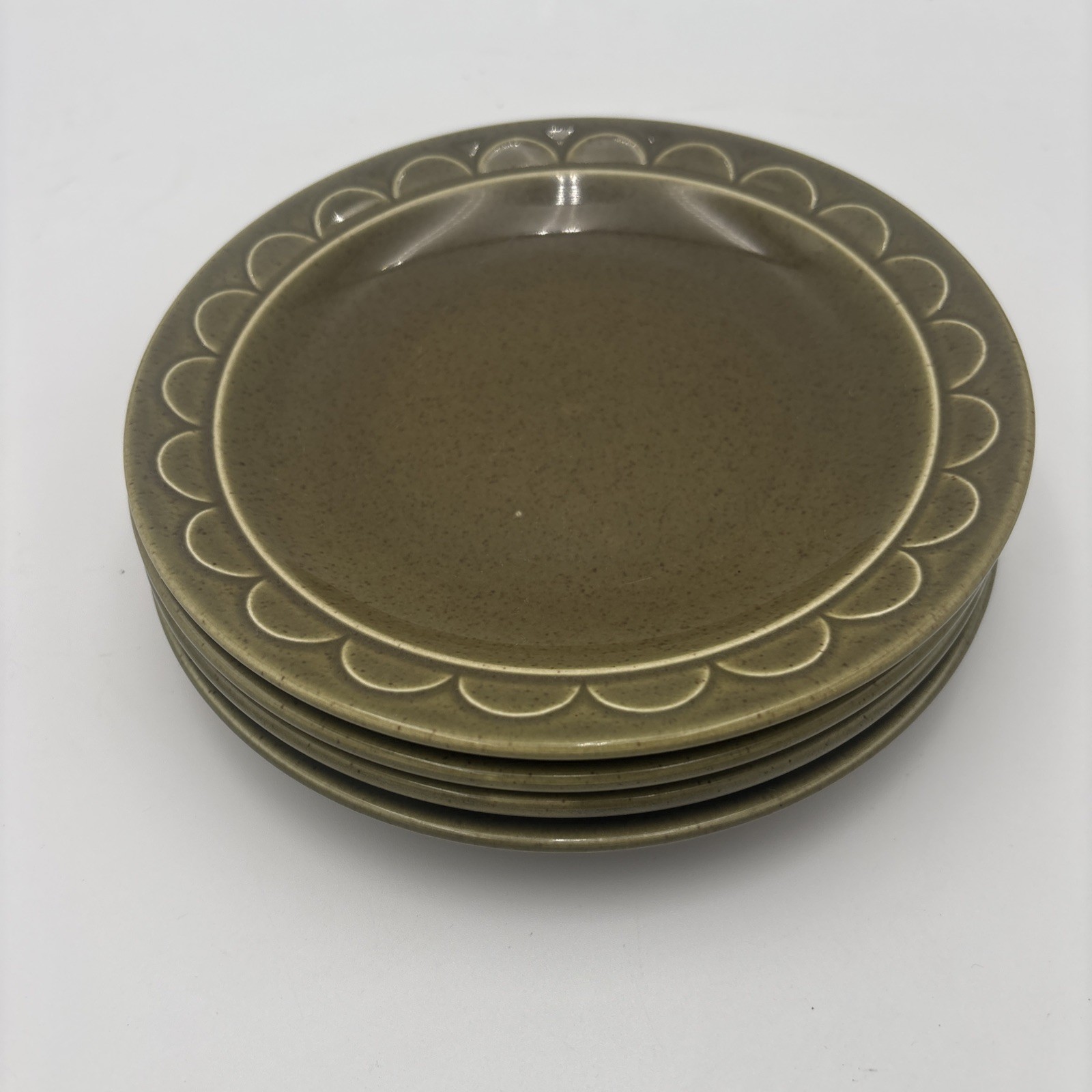 Homer Laughlin Sheffield Granada Avocado Olive Green 7.25″ Salad Plates Set of 4