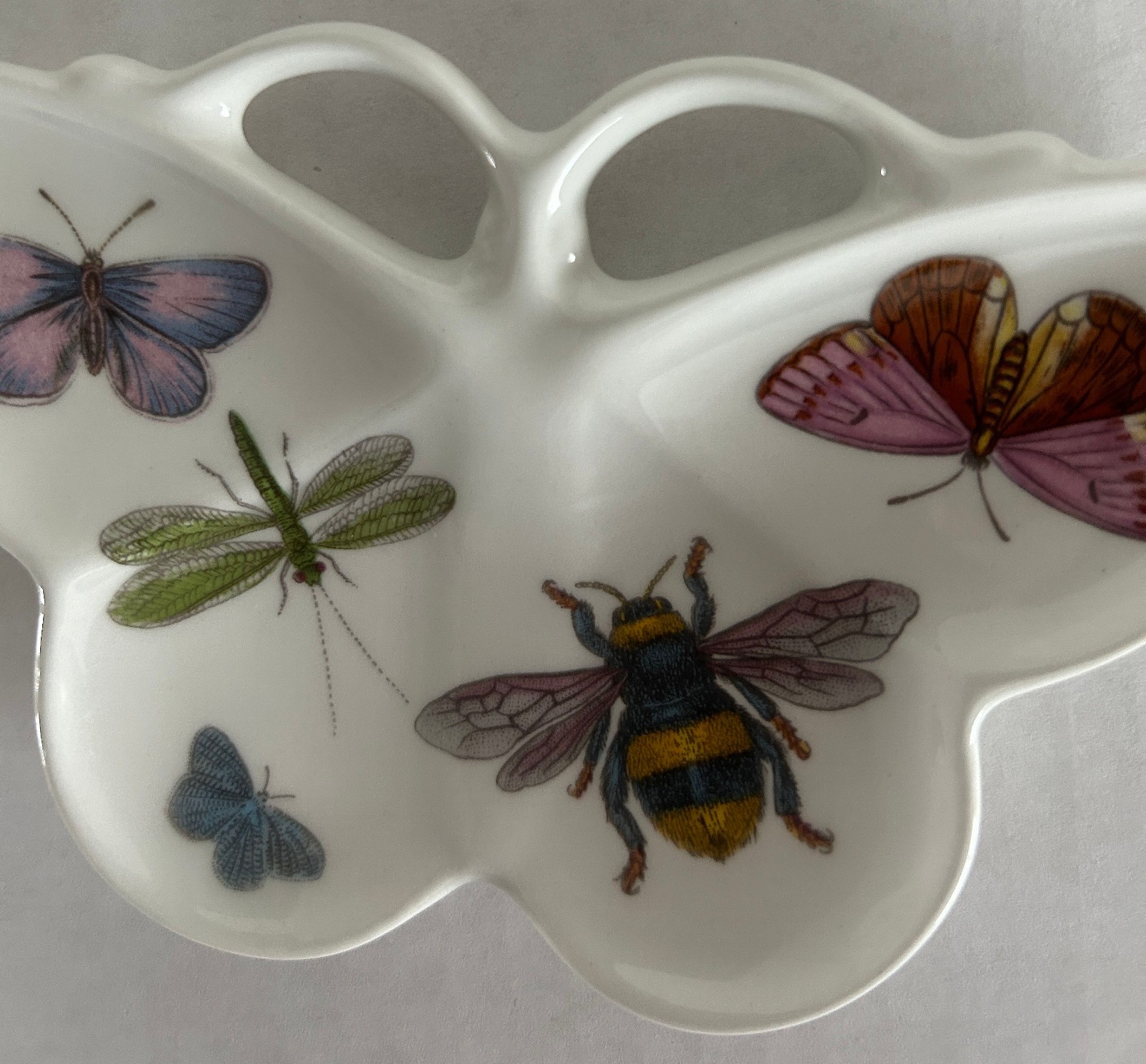Portmeirion Botanic Garden Butterfly Spoon Rest Dish Bee Dragonfly Ceramic