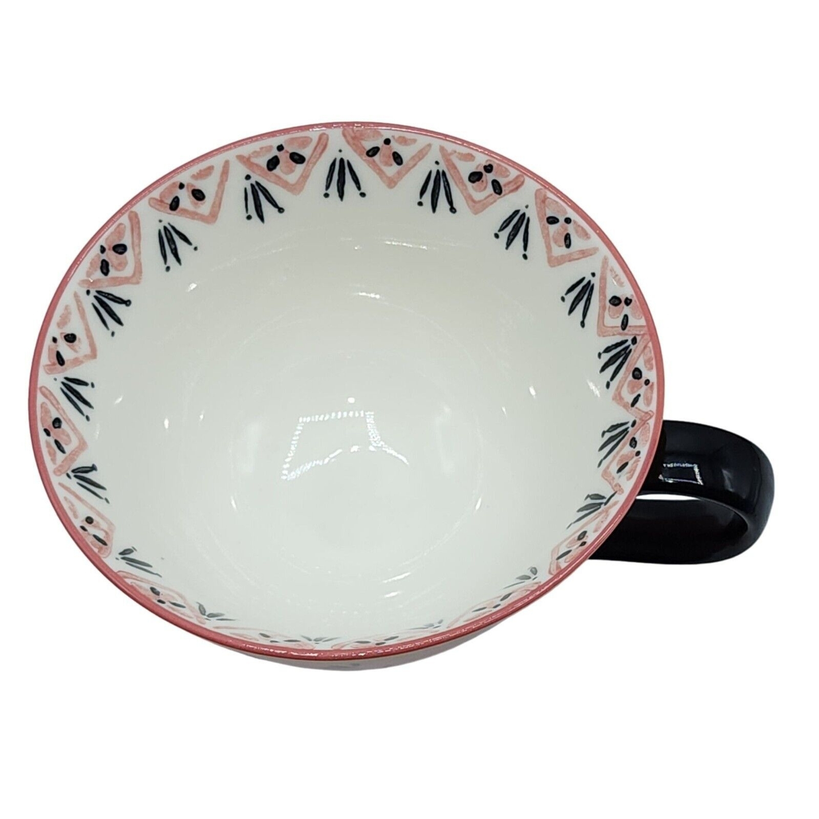 Bloom Pottery Set of 2 Pedestal Ceramic Tea Cups Coffee Mug Hand-Painted Floral