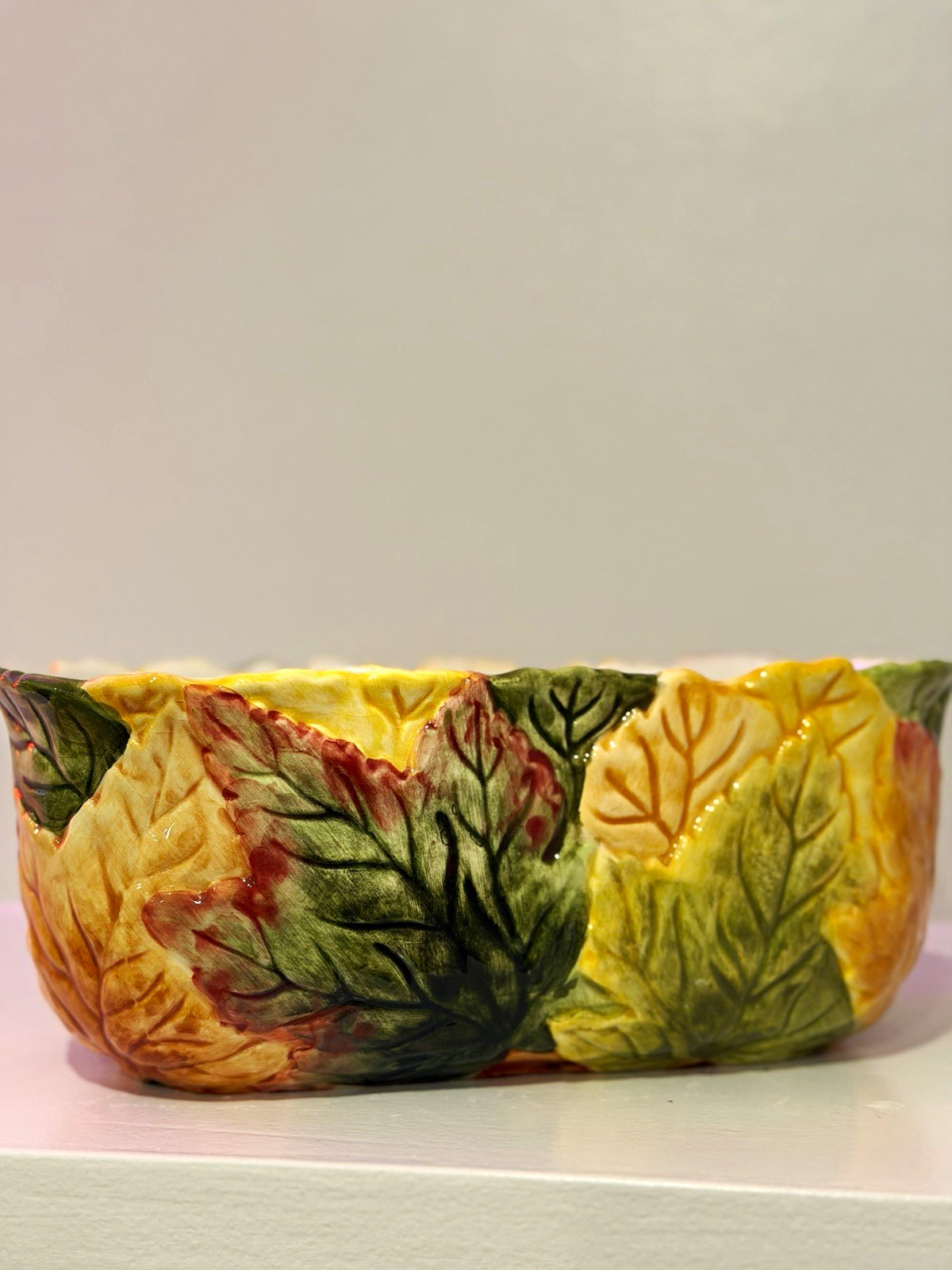 FTD Autumn Leaf Ceramic Planter Cachepot Centerpiece Bowl Fall Harvest Decor