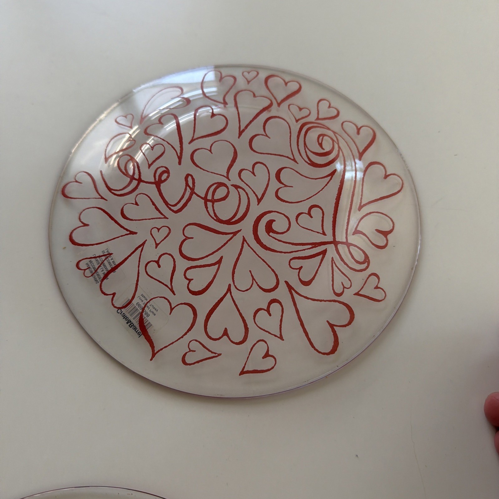 Crate&Barrel Heart Salad Glass Plates 669-588 Set of 2 NWT