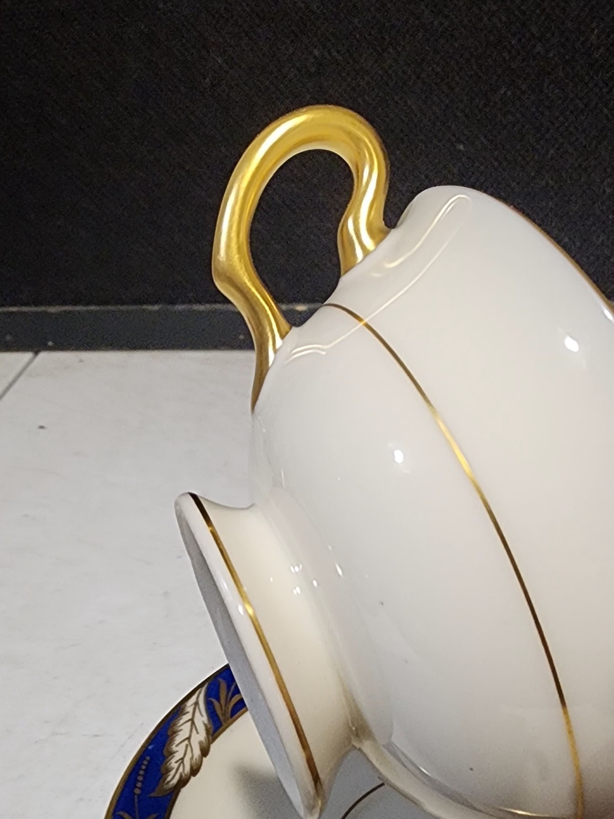 RARE – VINTAGE LENOX BELLEVUE COBALT BLUE TEA COFFEE CUP & SAUCER SET