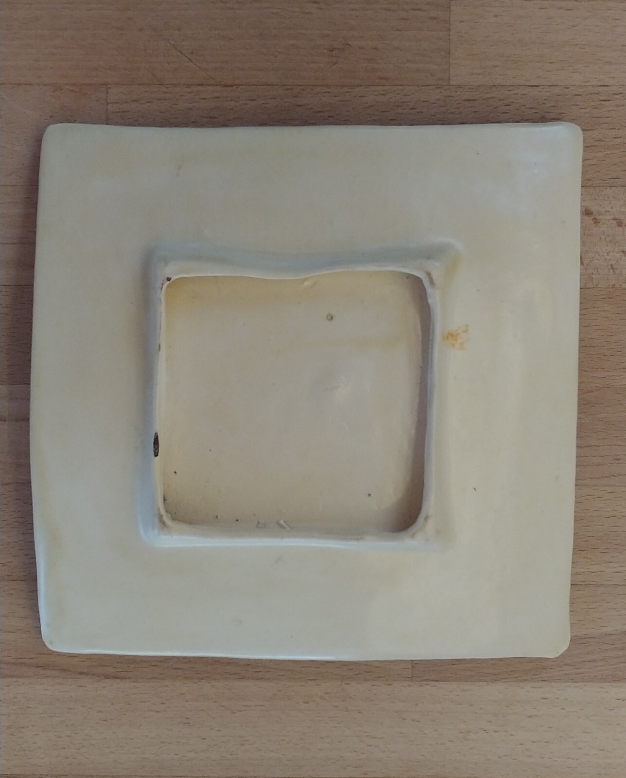 MCM Handmade Studio Art Pottery Curved Square Dish Orange Spotted Glaze 6.25 in²