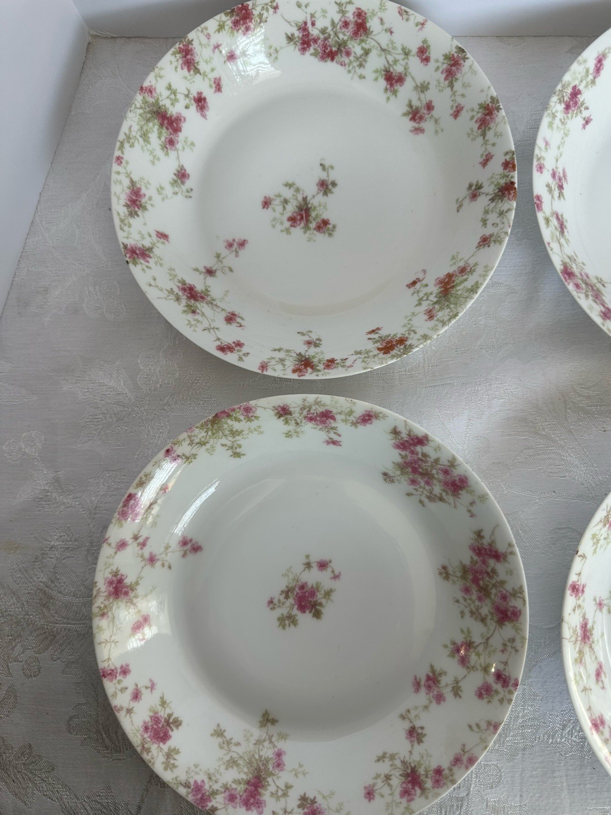 9 Charles Field Haviland Limoges 7.5”Salad/Cereal Bowls W/Pink Floral Sprays