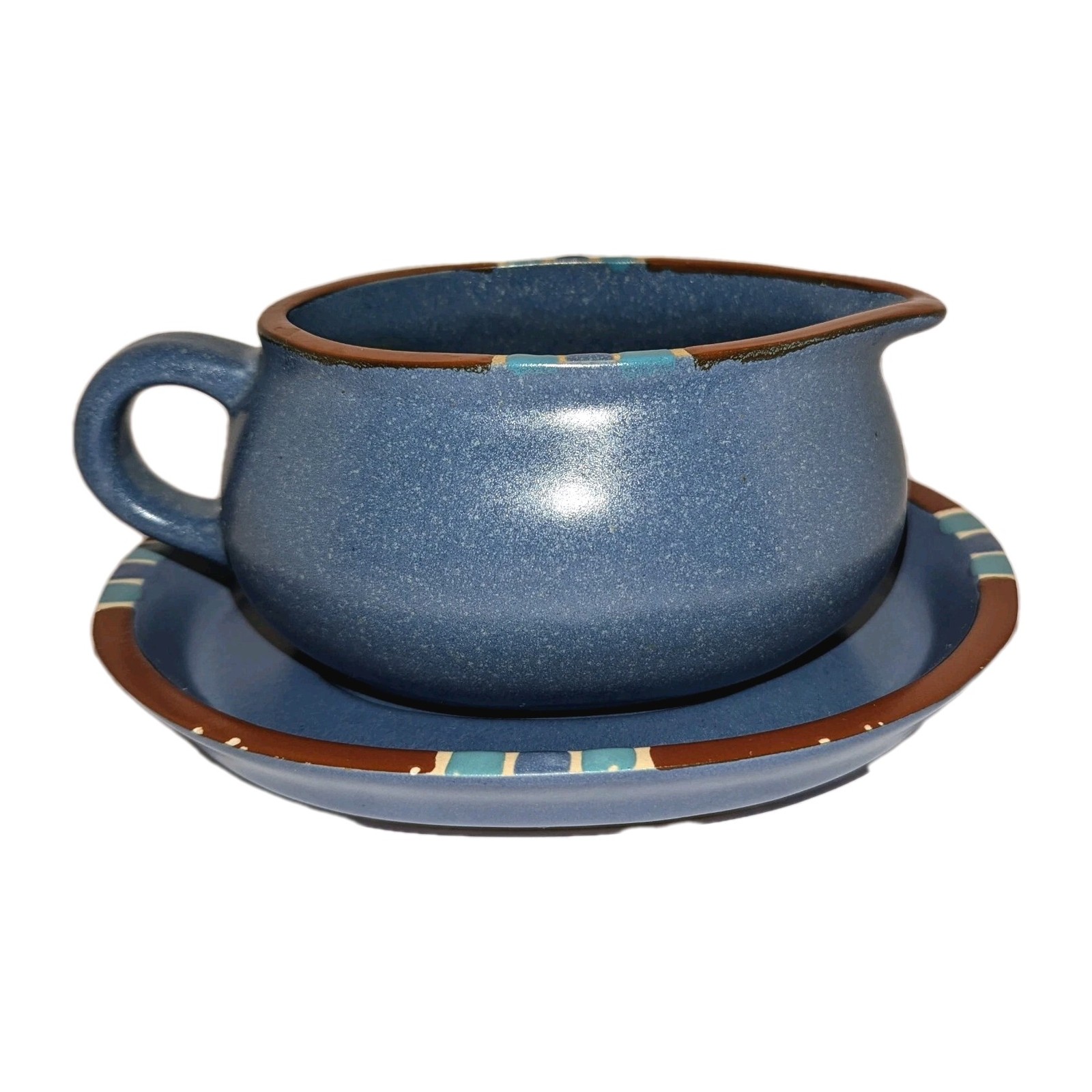 Vtg Dansk Mesa Sky Blue Gravy Boat Pitcher Server & Underplate Nice Condition