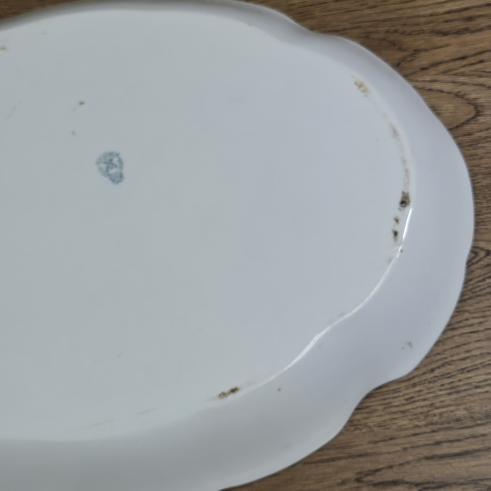 KT&K Semi-Vitreous Porcelain Glossy Floral Oval Platter White Pink Green 13″
