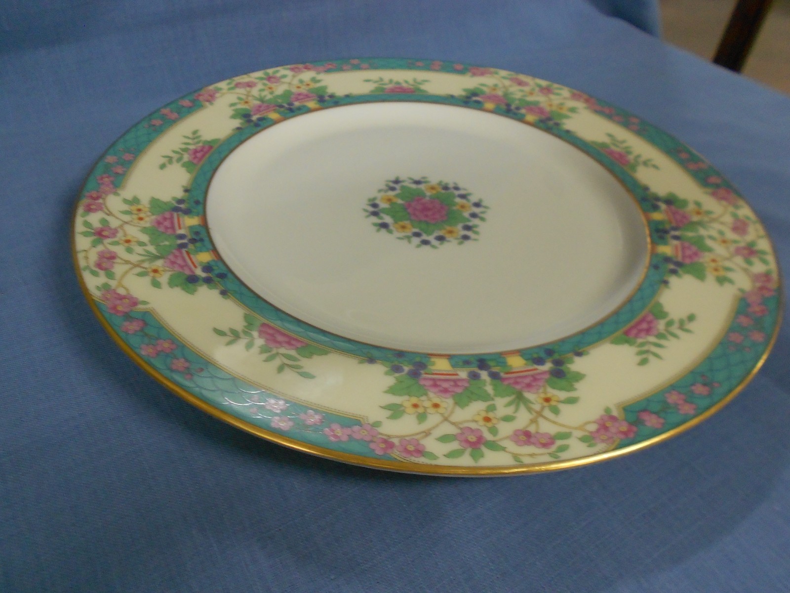 Vintage Lenox Monticello Dinner Plate 10 1/2 inches pink and teal floral