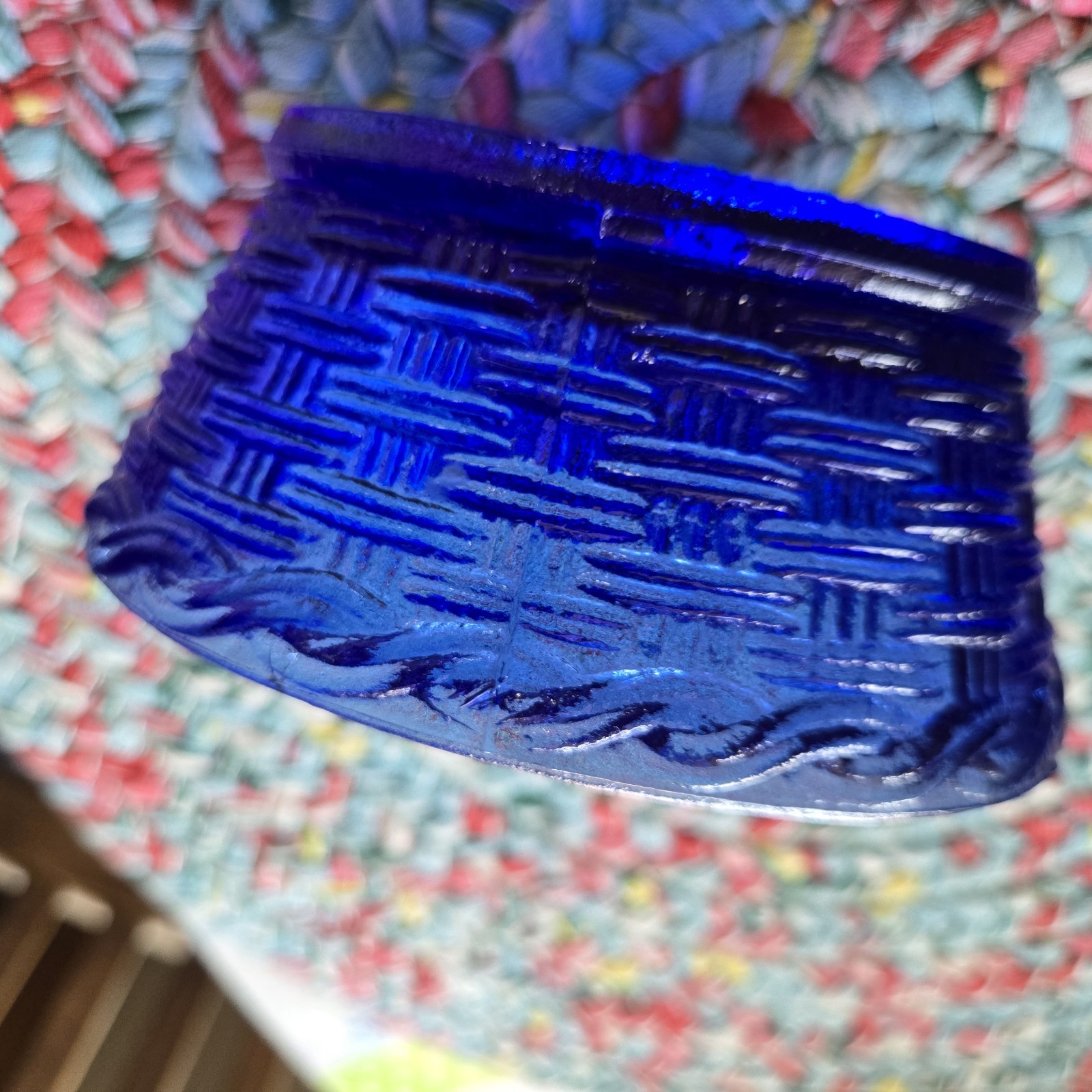 Hen on Nest Chicken Cobalt Blue Glass Style Dish 6 In Cottage Core Grandma Core