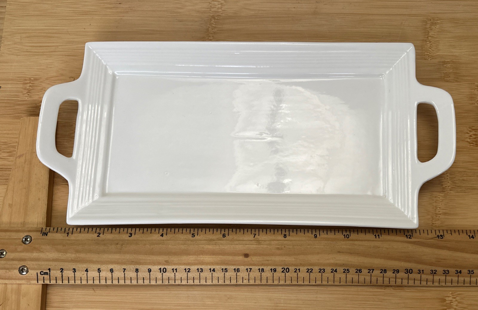 Il Mulino New York Classic All White Porcelain Handled Platter 13”