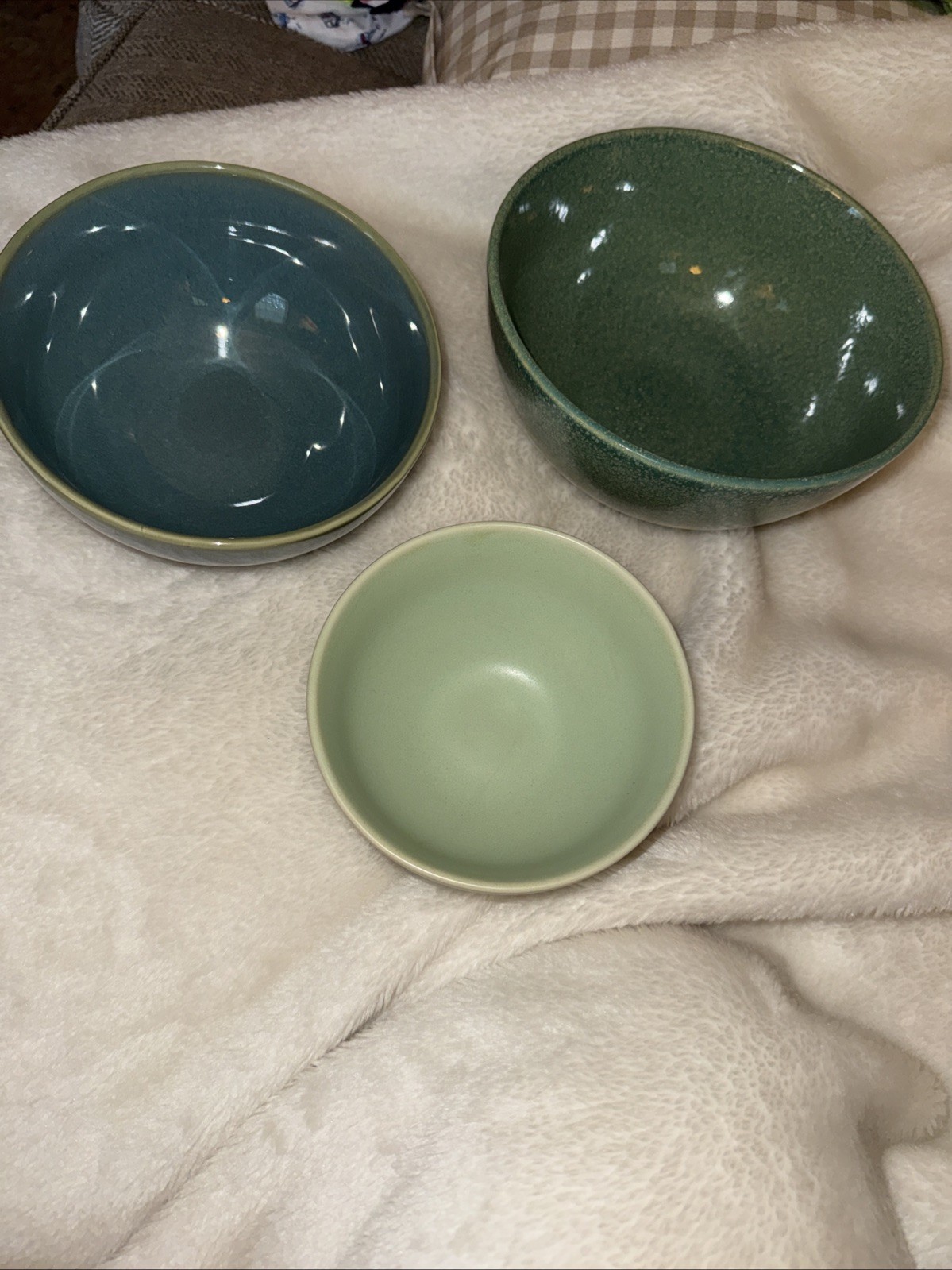 LUNA GREEN 3 PIECES BY LENOX CHINA 3 NESTING BOWLS 5 IN 6 IN 7 IN WIDTH BOWLS