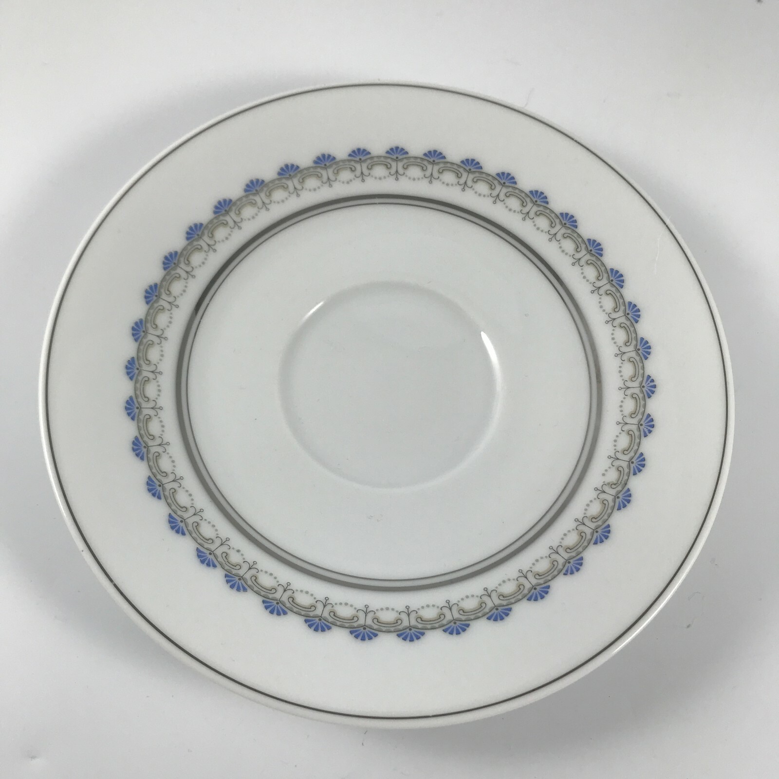 Vtg NORITAKE CHINA “DIADEM” 6663 SAUCER Only – White, Blue & Gray; Platinum Trim