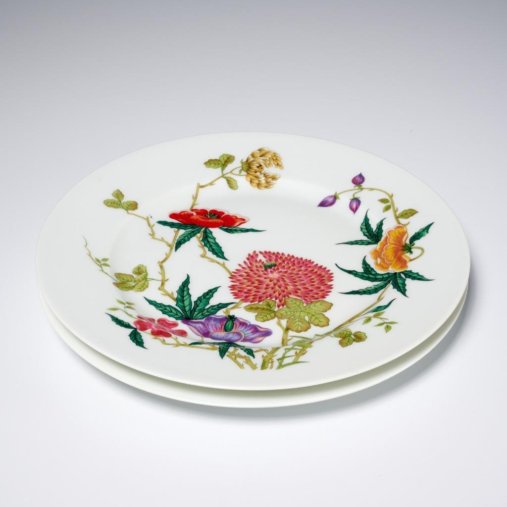 Raynaud Limoges Mioraflor Porcelain Luncheon Plates Pair 9in. Dia.