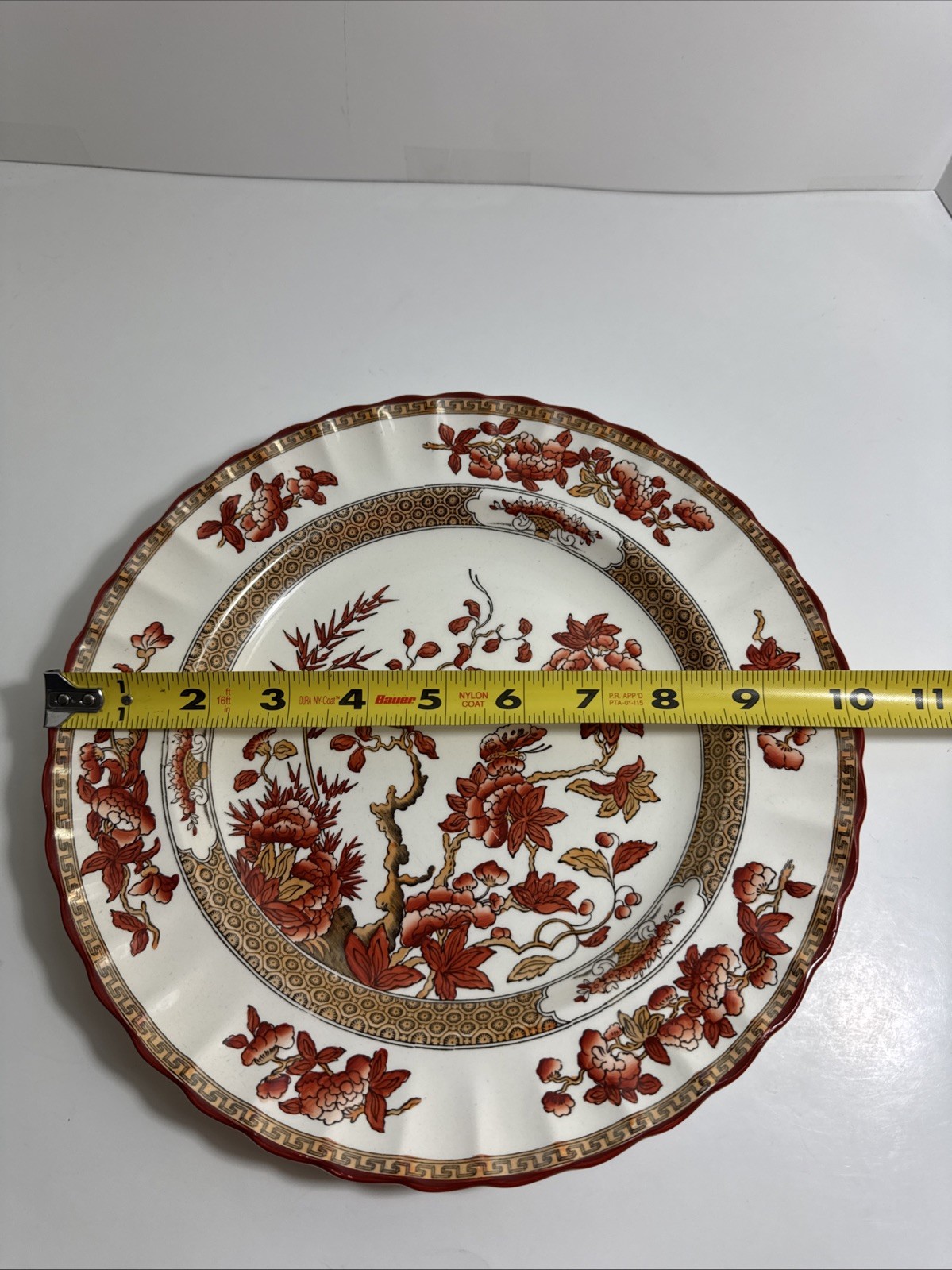 Copeland Spode Indian Tree 10 3/8″ Dinner Plate Orange Rust Scallop Trim England