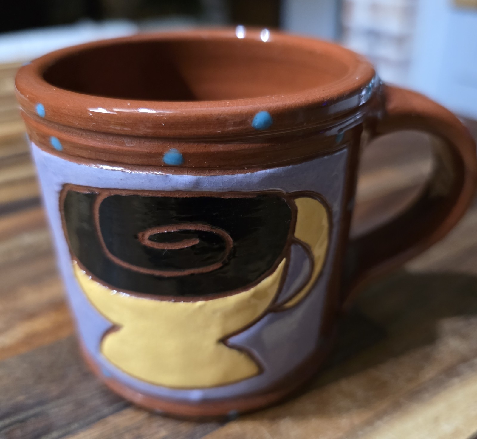 Pritchett & Shelby 2010 Art Pottery Mug Redware Colorful Whimsical Animalia EUC