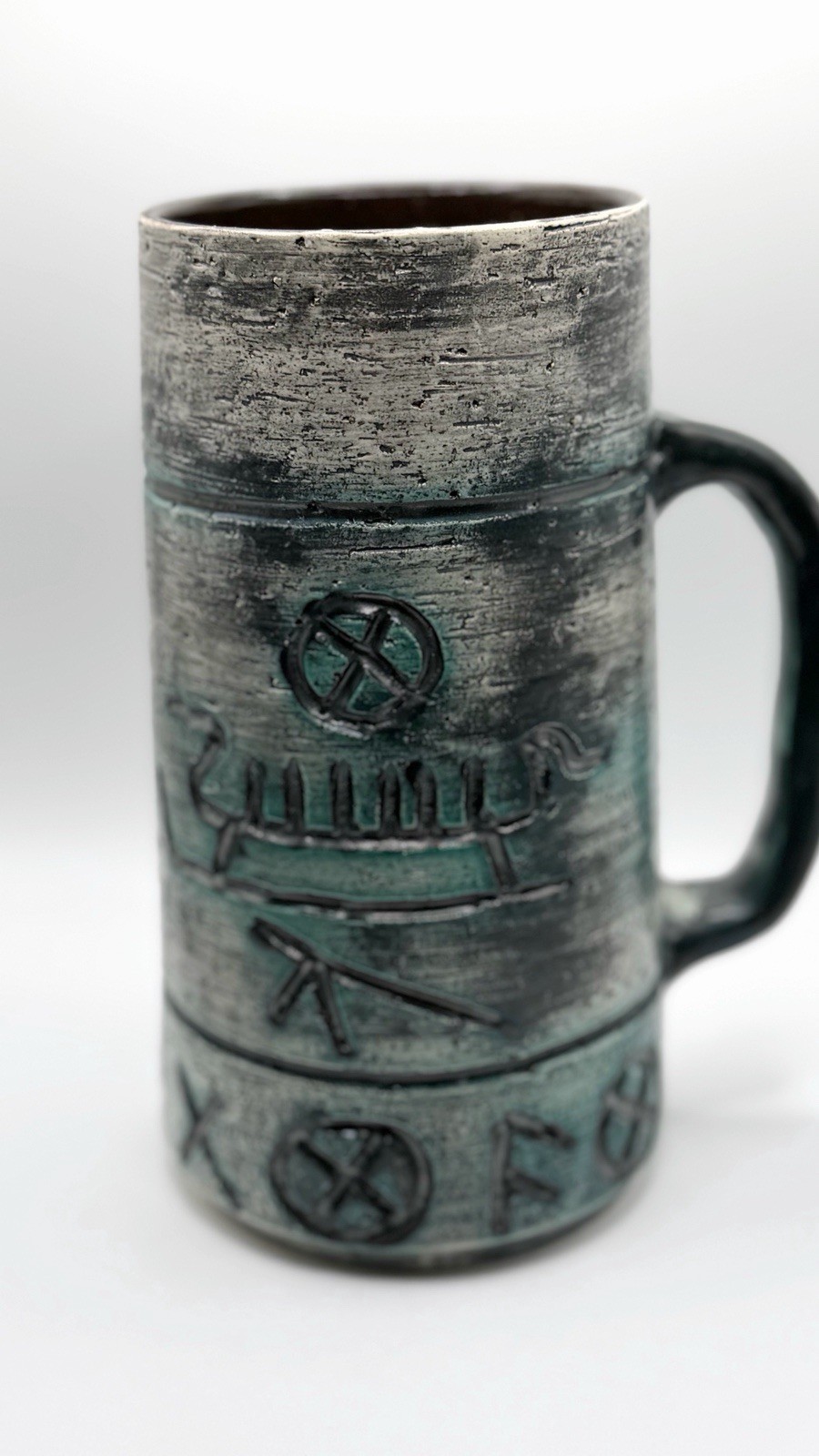 Vintage AROL Scandinavian Art Clay Pottery Cup/Mug Scandinavian Nordic Runes