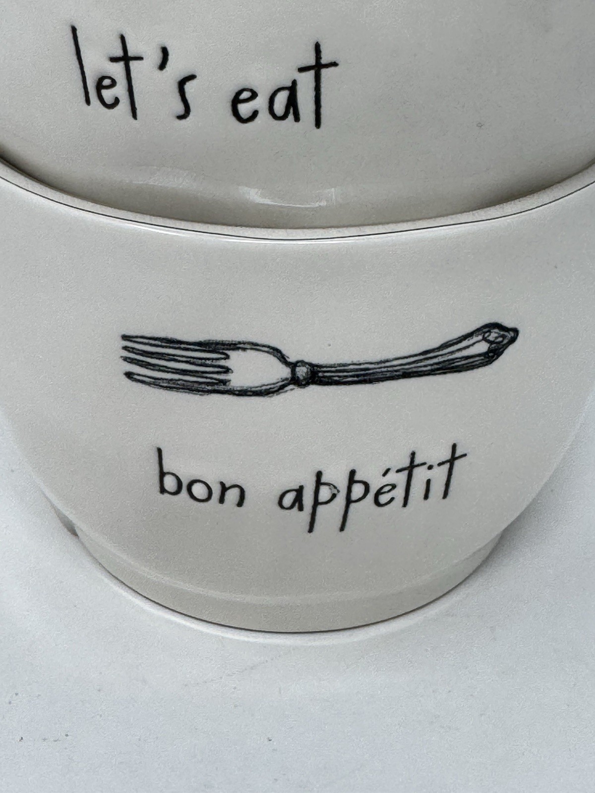Rae Dunn “LET’S EAT” & ”Bon Appetit” Cereal / Soup Bowl 4.5” Ceramic – LOT of 2