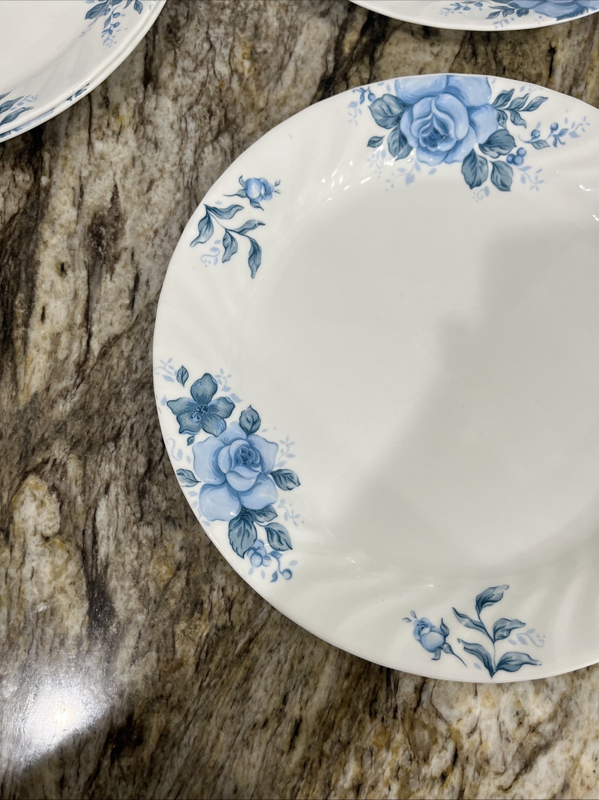 Vintage 5 Corelle Corning Blue Velvet Rose Vitrelle Dinner Plates 10 1/4″ 🇺🇸
