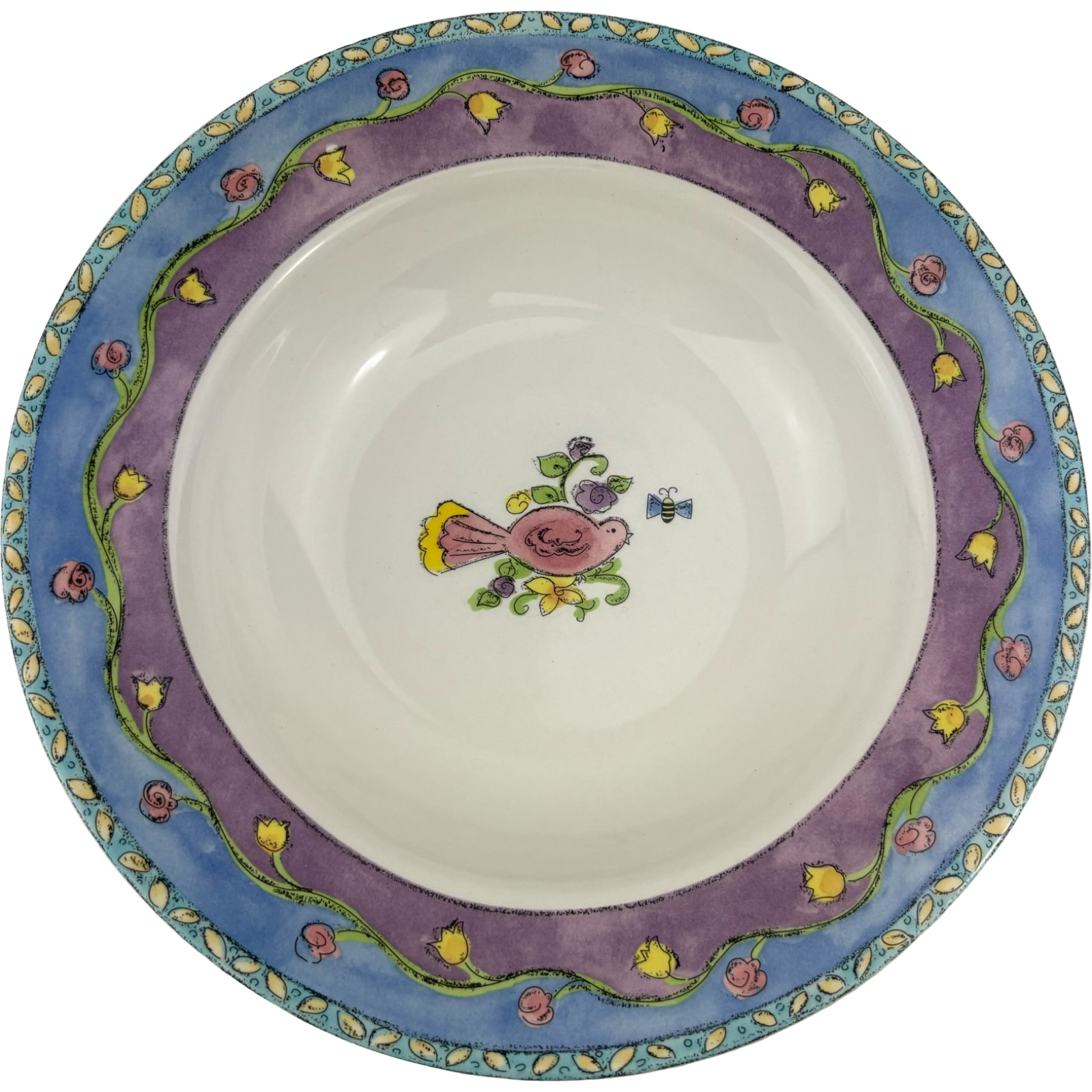 Sango Birds and the Bees Soup Bowls Set of 4 VTG 8 3/4″ Sue Zipkin Stoneware A