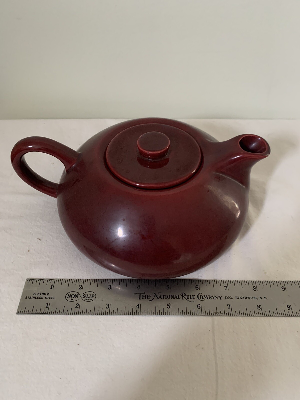 Hollydale California Tea Pot Malibu Modern Maroon Red MCM 1948 Teapot Vintage